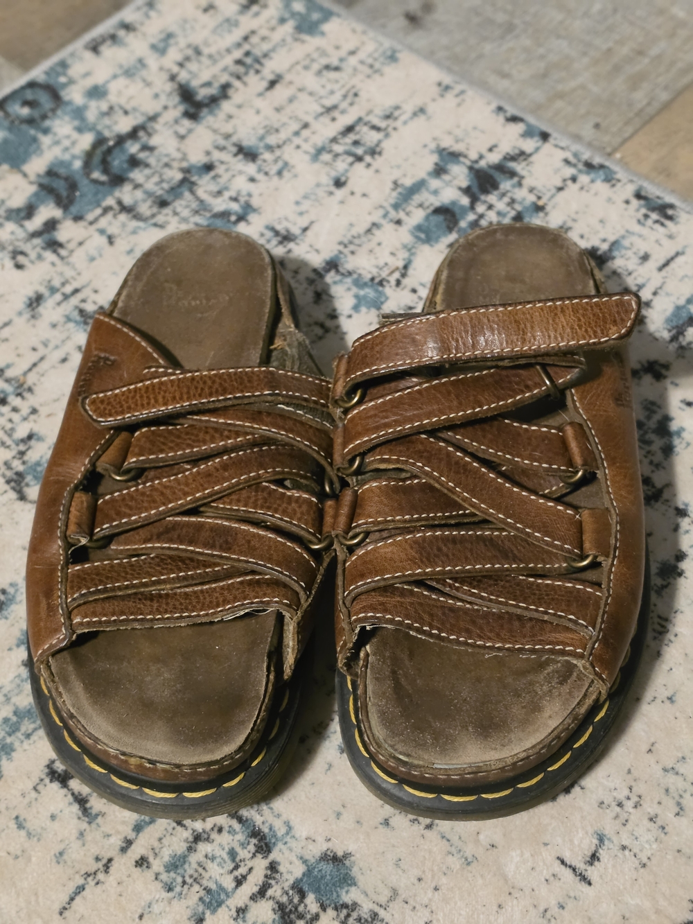 Doc Marten Men's Brown Leather Slide Sandals with Strappy Upper